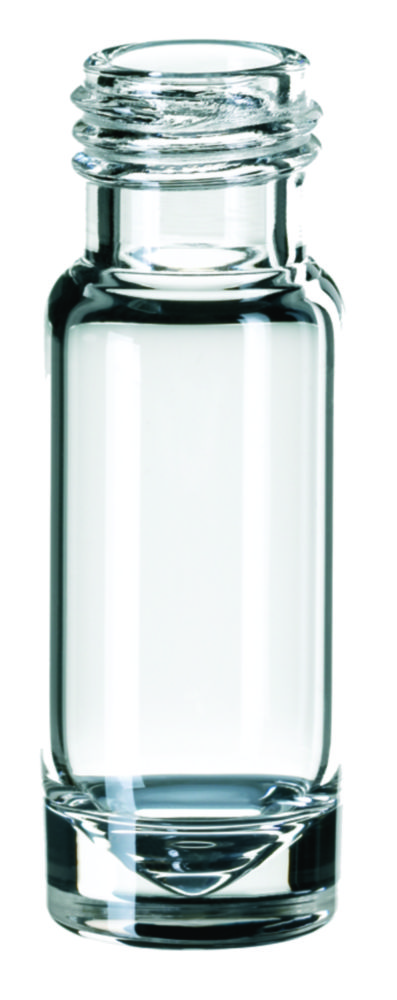 [4008249] Vials w. screw neck, LLG, N 9 short thread, small opening, conical bottom, 1,1 mL, clear