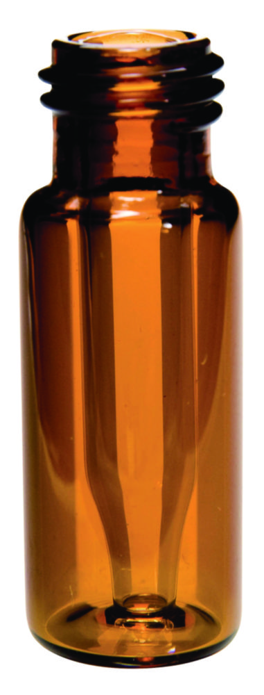 Microvials w. screw neck, LLG, N 9 short thread, wide opening, 0,3 mL conical, clear