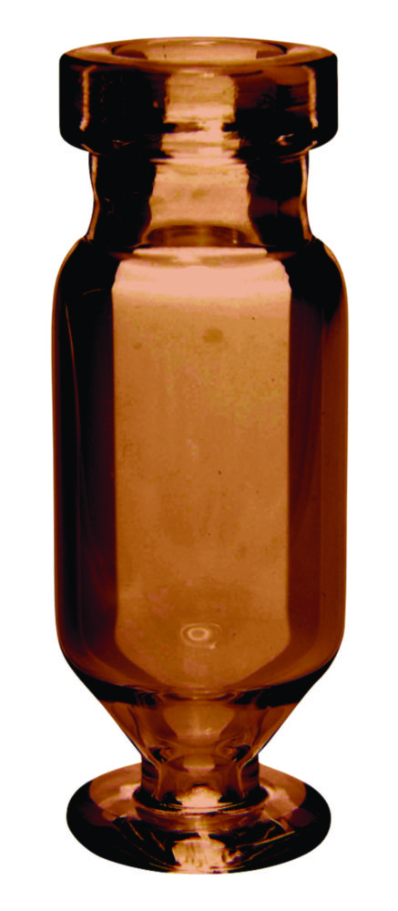 [4008254] Microvials w. crimp neck, LLG, N 11 crimp, conical/flat bottom, 1,1 mL, amber