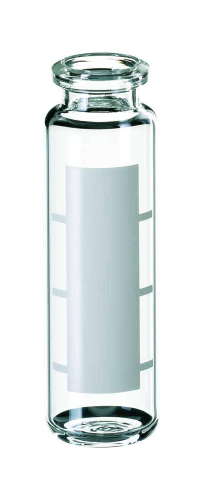 [4008281] Headspace vials w. crimp neck, LLG, N 20 HS crimp, rounded bottom, 20 mL, clear, w. labeling field