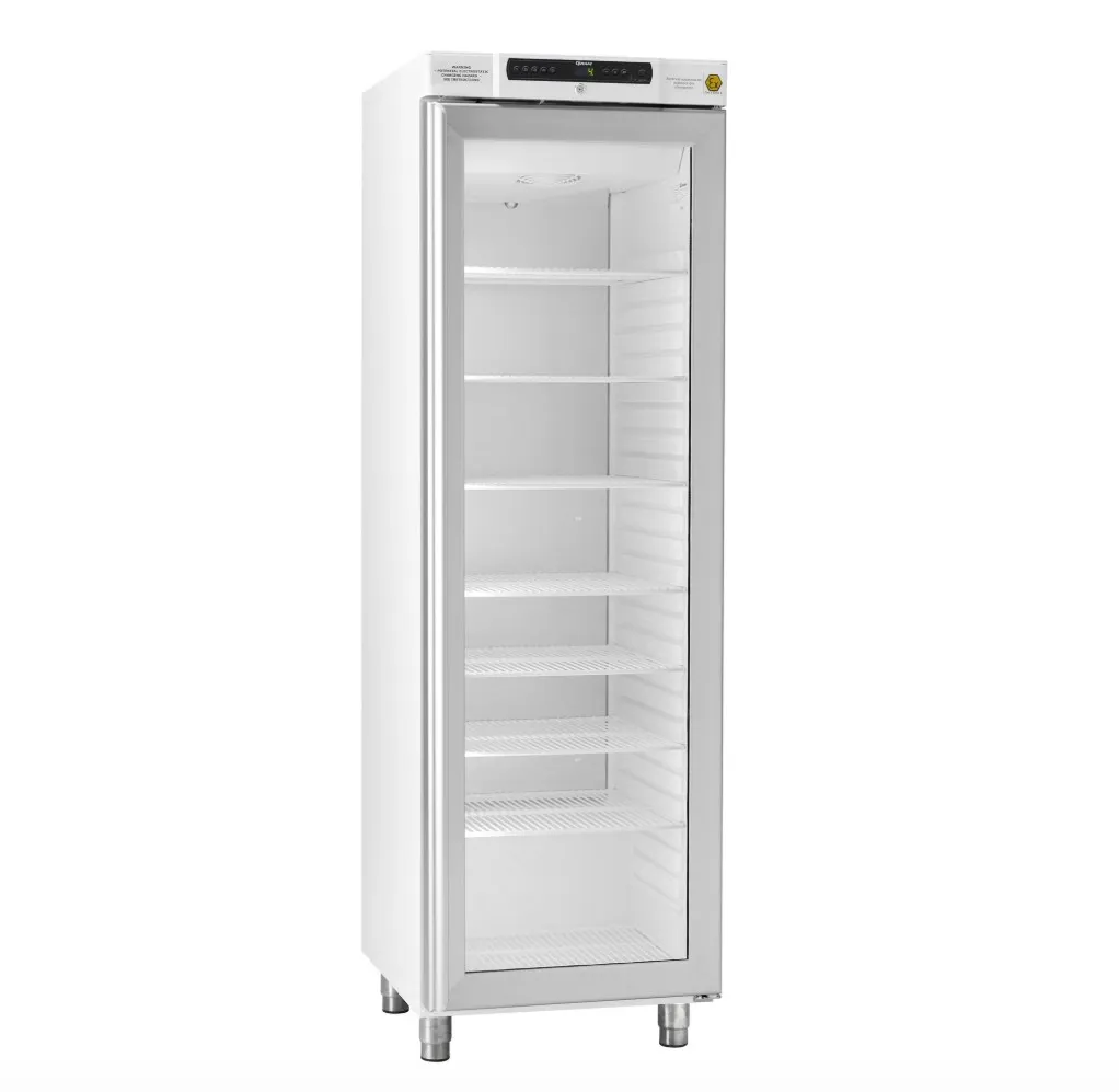Refrigerator, GRAM  BioCompact II 410, +2/20°C, 346 L, glass door, 6 shelves, white