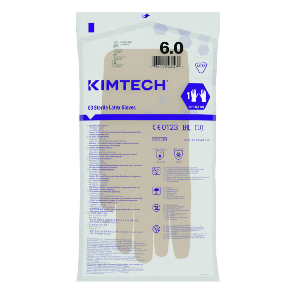 [4652643] Latex gloves, Kimberly-Clark KIMTECH G3, size 6, sterile, cleanroom