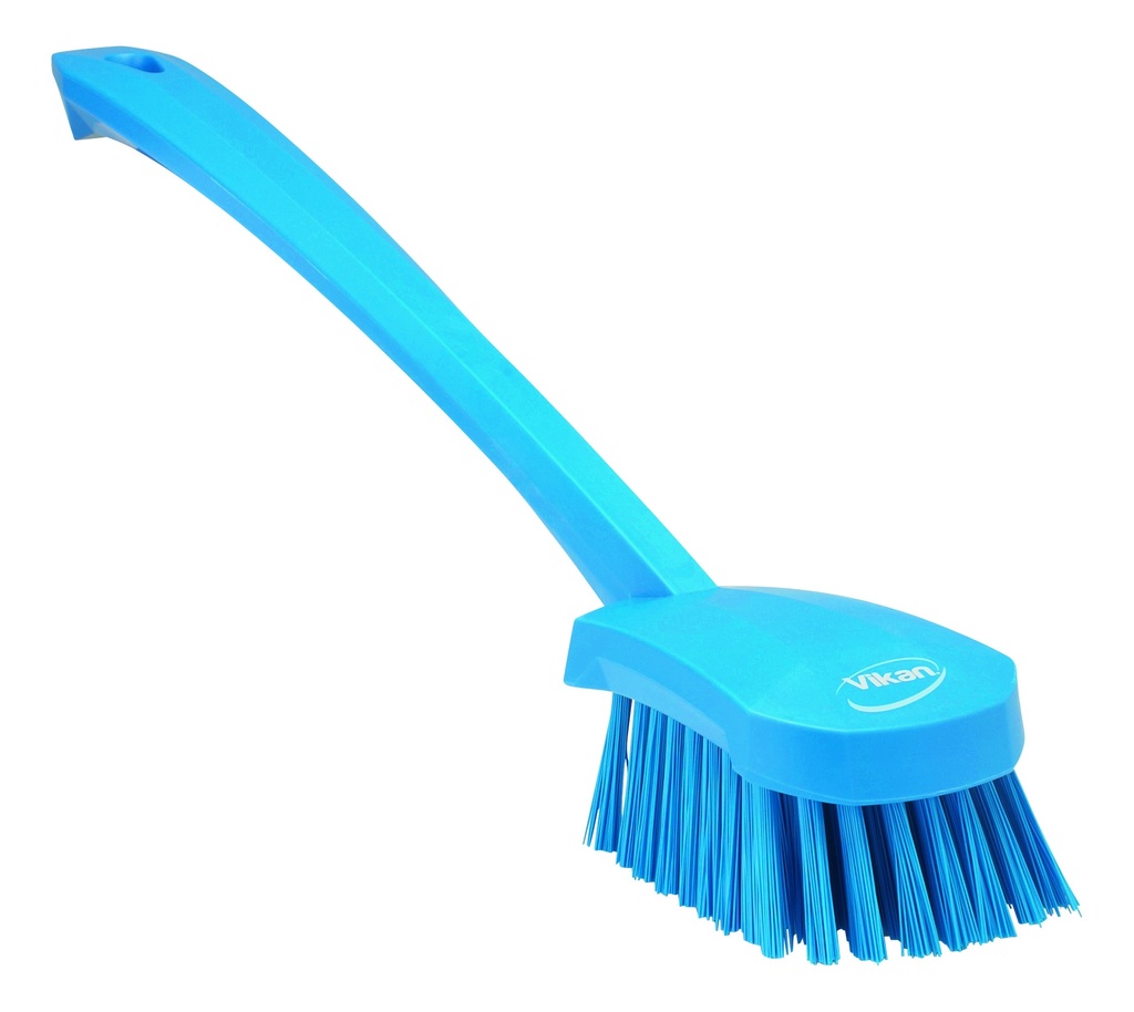 [4666237] Washing Brush with long handle, hard, blue