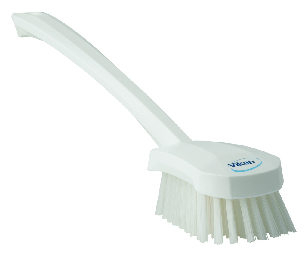 [4666239] Washing Brush with long handle, hard, white
