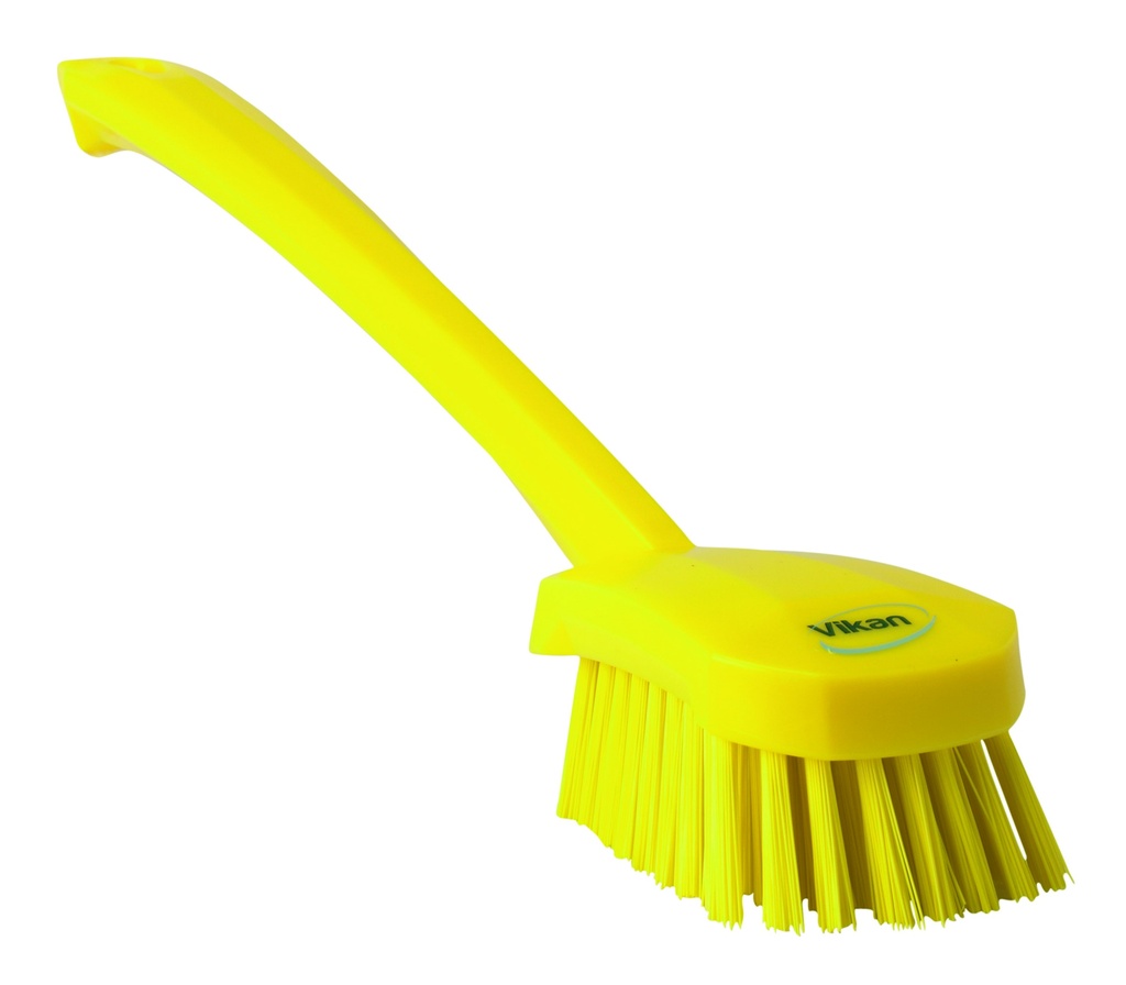 [4666240] Washing Brush with long handle, hard, yellow