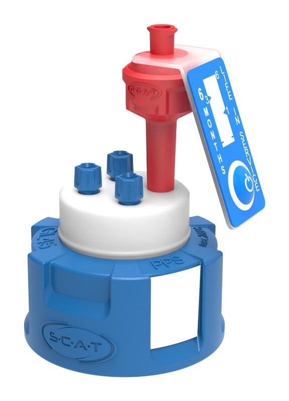 Reservoir cap, SCAT Safety Cap III V2.0, GL 45, 1 x air valve / 3 x capillary