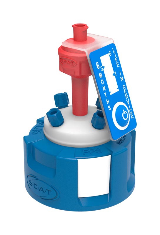 Reservoir cap, SCAT Safety Cap IV V2.0, GL 45, 1 x air valve / 4 x capillary