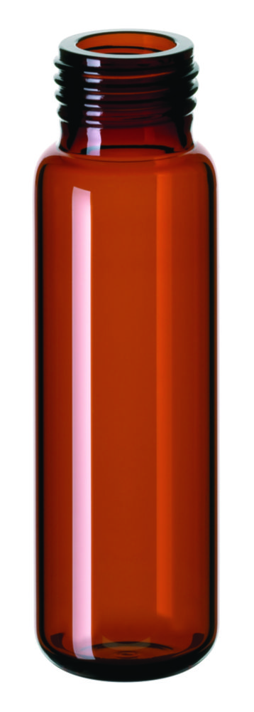 Headspace vials w. screw neck, LLG, N 18 precision, rounded bottom, 20 mL, amber