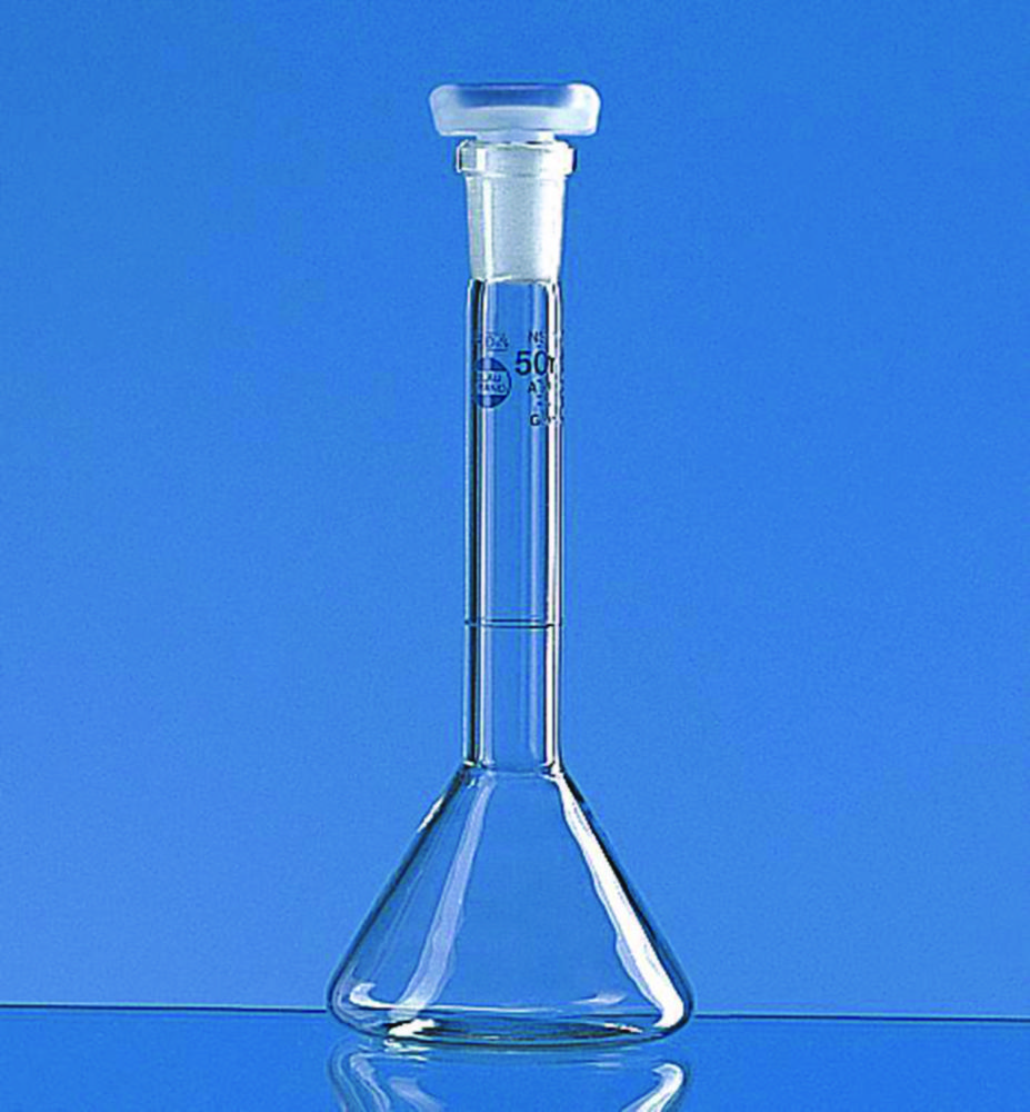 Volumetric flasks, trapezoidal, PP stopper, 50 ml