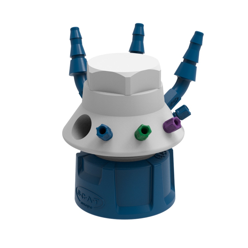 Waste cap, SCAT Safety Waste Cap LISA V3.0, GL 45, 1 x GL 14 / 3 x capillary / 4 x fitting