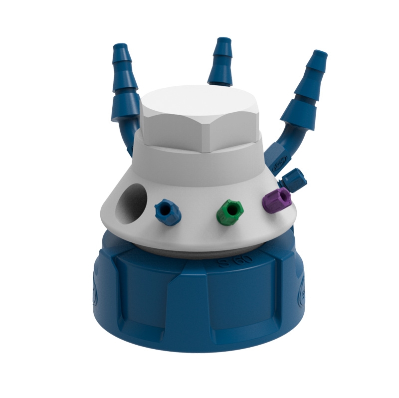 Waste cap, SCAT Safety Waste Cap LISA V3.0, S 60/61, 1 x GL 14 / 3 x capillary / 4 x fitting