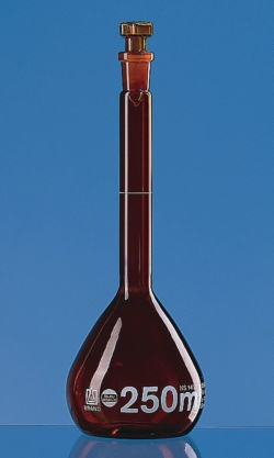 Vol.flask, BLAUB., A, amber, NS10 PP stop, 10 ml