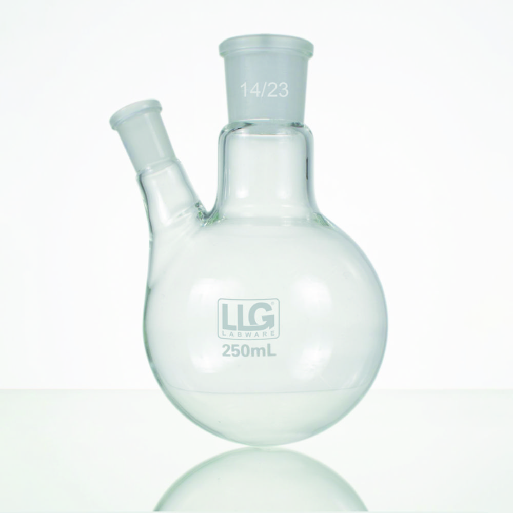 Round-bottom Flasks, Two-neck, Side Neck Angled, 100 ml