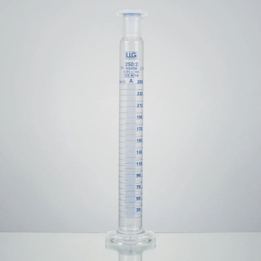 Mixing cylinder, LLG, tall, cl. A, PE stopper, 500 mL, 2 pcs