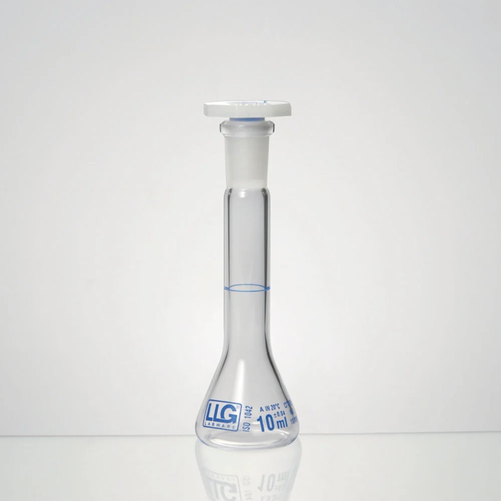 Volumetric flask, trapezoidal, LLG, cl. A, NS7, PE stopper, 4 mL, 2 pcs