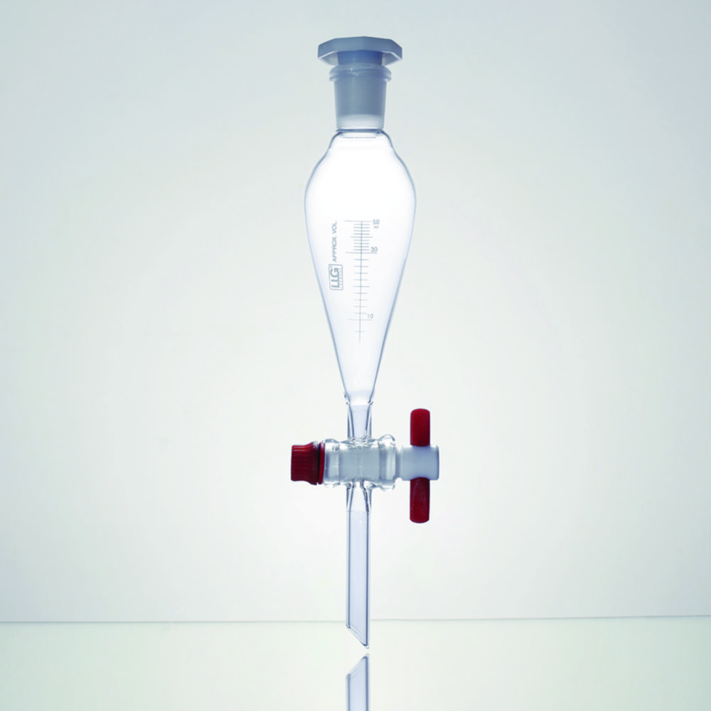 Separating funnel, LLG, Squibb form, with graduation and PTFE stopcock, 2000 ml