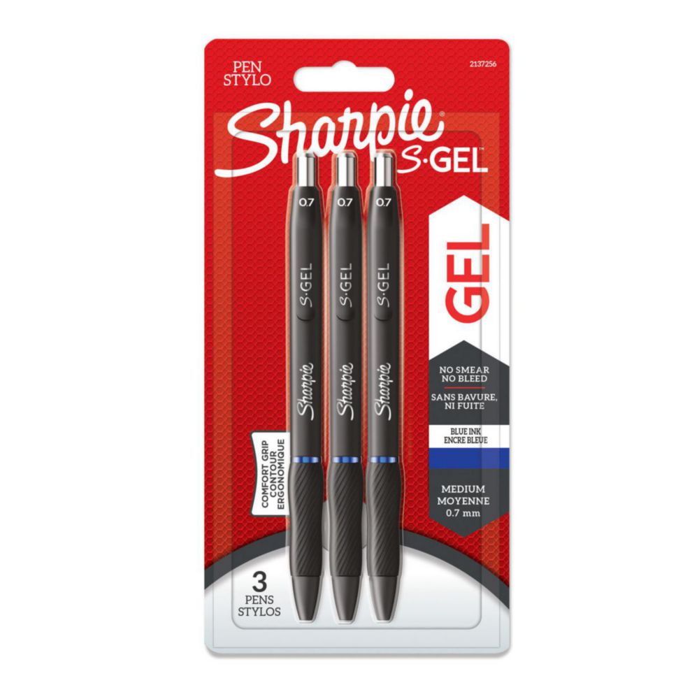 Sharpie® S-Gel - Gel pen, 0,7 mm, blue, 3/pk
