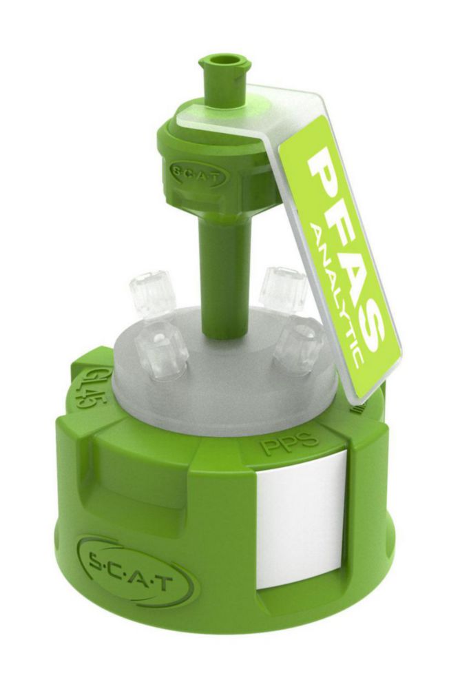 Reservoir cap, SCAT Safety Cap IV PFAS-Analytic, GL45, 1 x air valve / 4 x capillary