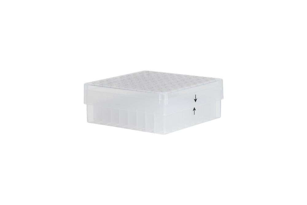 Cryobox, 130 x 130 x 50 mm, PP, incl. 9 x 9, 1/2 ml cryotube, transparent