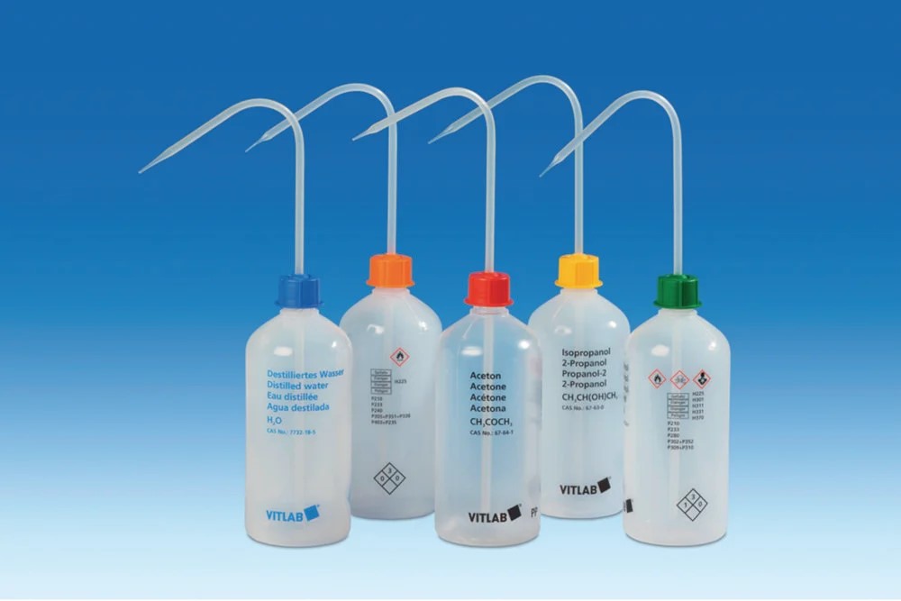 Safety wash bottle, narrow neck, Acetone, 500 ml