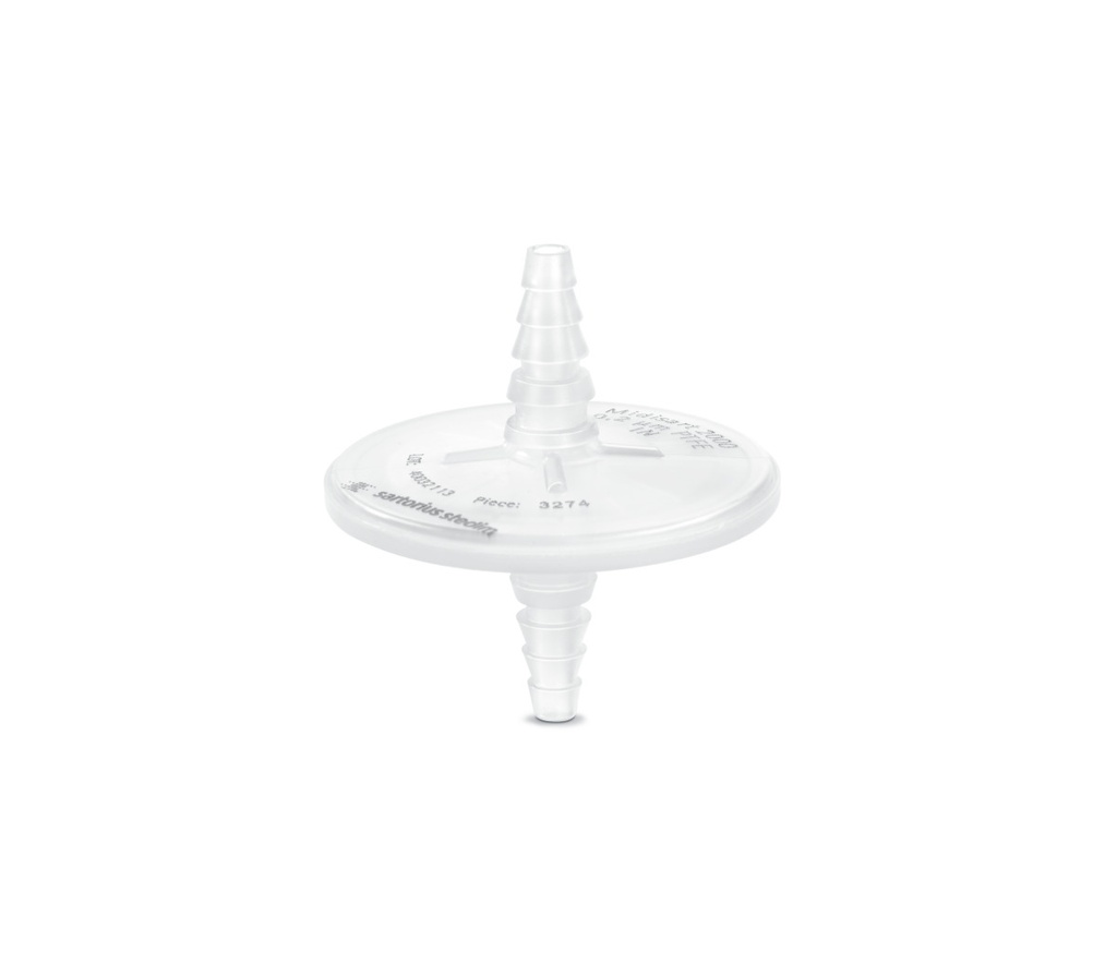 [1471220014] In-line filter, Sartorius Midisart 2000, PTFE, 20 cm2, 0,45 µm, sterile, 6-12 mm barb, 25 pcs