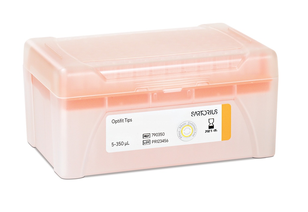 Optifit-Pipette tips, Sartorius, 5-350 µl, length 54,0 mm, 10 rack of 96 pcs.