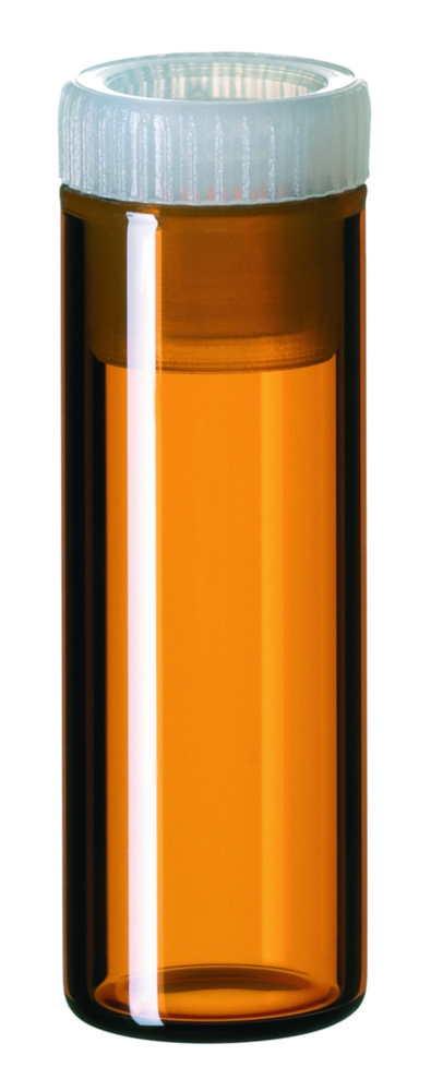 Shell vials w. PE plug, LLG, N 12, amber, 2 mL