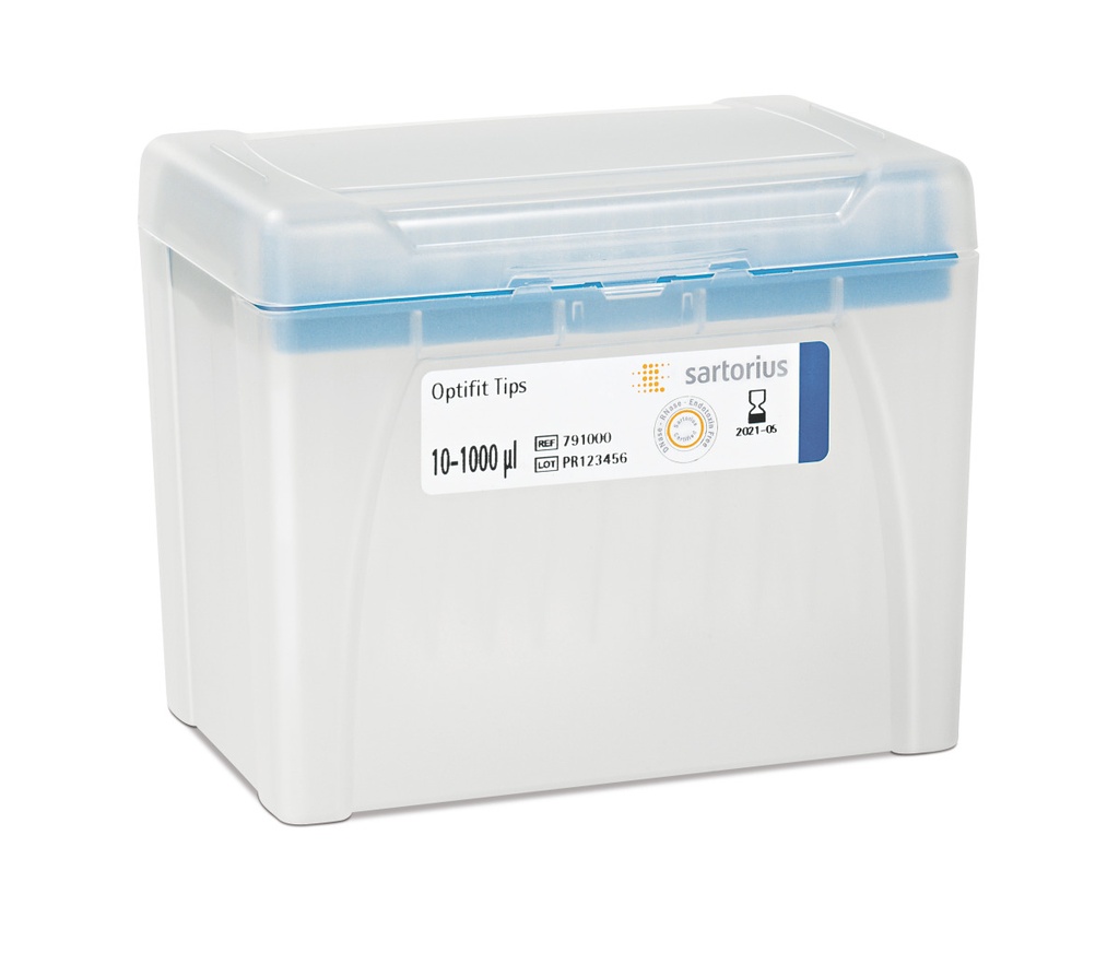 Optifit-Pipette tips, Sartorius, 10-1000 µl, length 71,5 mm, 10 rack of 96 pcs.
