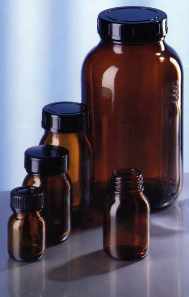 Wide mouth bottle 75 ml, GL 40, w/cap, brown glass