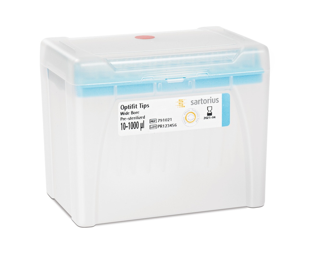 [6233869] Optifit-Pipette tips, Sartorius, 10-1000 µl, length 68,5 mm, 10 rack of 96 pcs, sterile