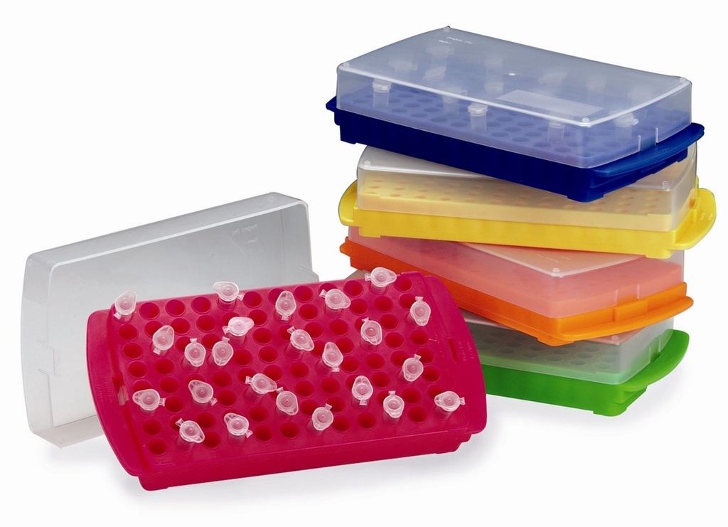 Reversible rack, PP, green, 96x0.5 ml/96x1.5 ml