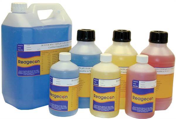 Technical buffer, Reagecon, pH 10,00 ± 0,02, 25 °C, blue, 1 L