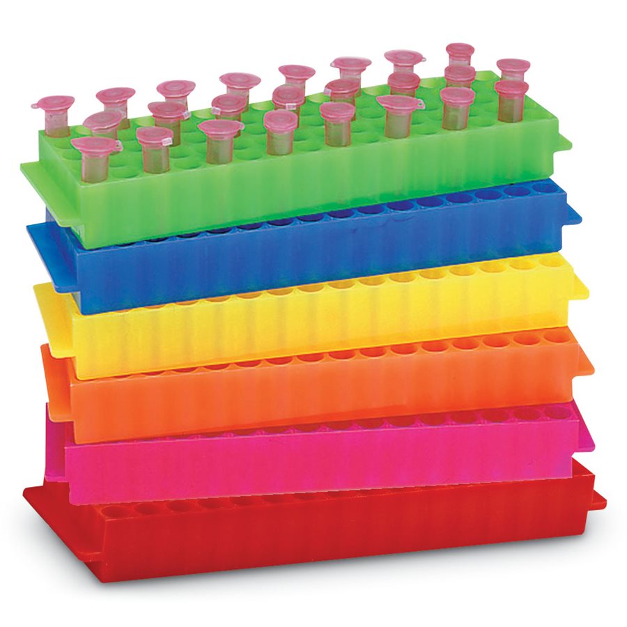 Microtube rack, yellow 80-well, PP, for 1.5/2.0 ml