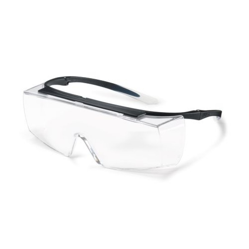 Safety glasses, uvex super f OTG 9169, clear lens, black