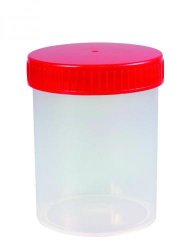 Sample container, PP, red cap,sterile,Ø64mm,200ml