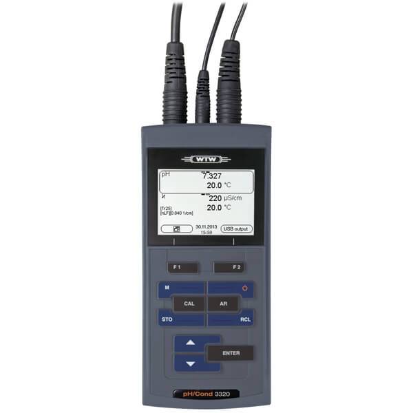 Multiparameter meter, WTW ProfiLine pH/Cond 3320 Set 2, 2 channels, w. 2 sensors, 1,5 m
