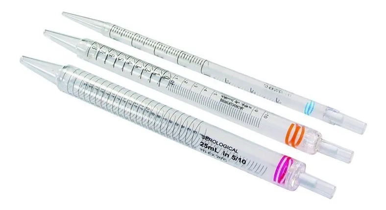 Serological pipette, LLG, short, PS, 5 mL : 0,1 mL, sterile, blue, filtered