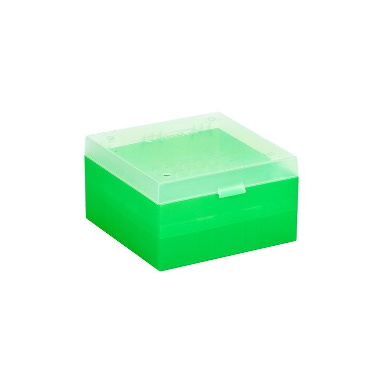 [1520013] Cryobox, Ratiolab, 133 x 133 x 52 mm, PP, 9 x 9, 1,2/2,0 ml cryotube, green