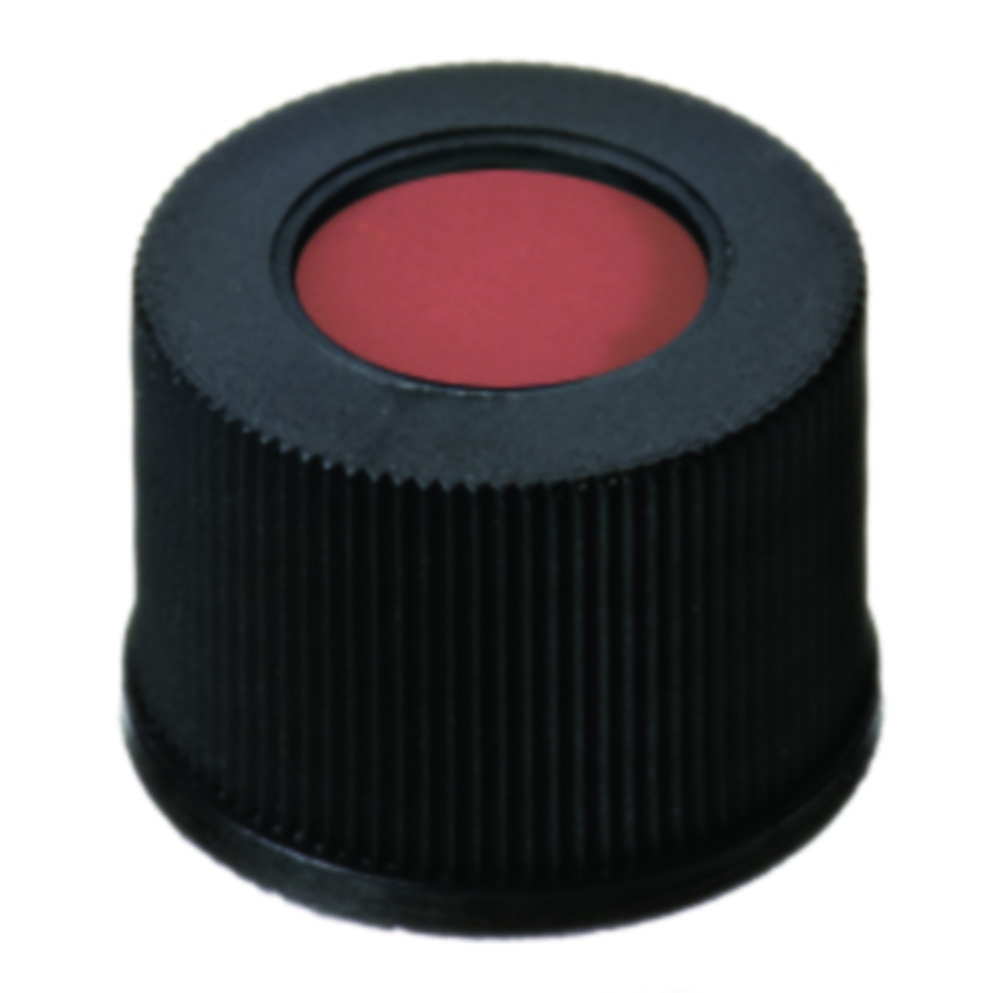 Screw cap, LLG, N 18, black PP w. hole, butyl/PTFE 55 A
