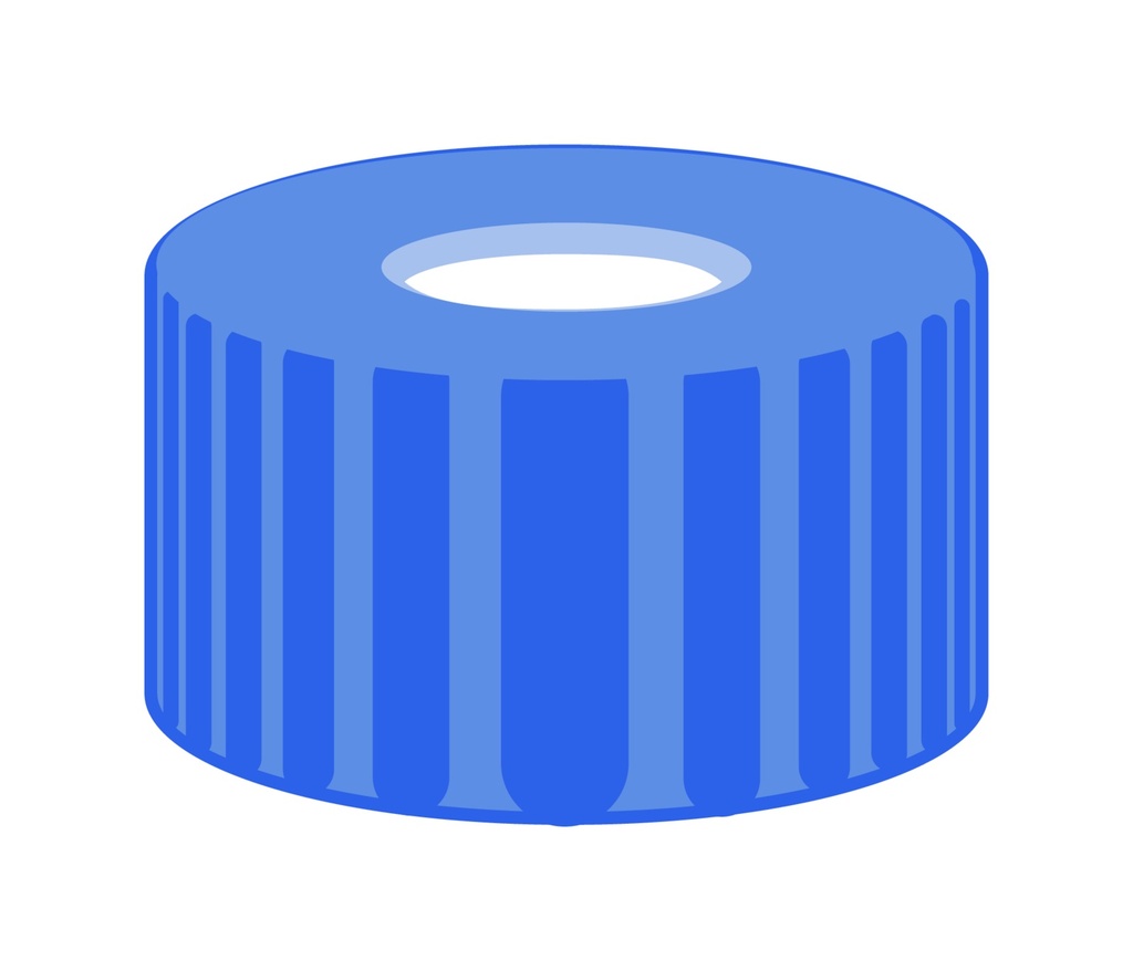 Screw cap, Macherey-Nagel, N 9, blue PP w. hole, silicone/PTFE 45 A