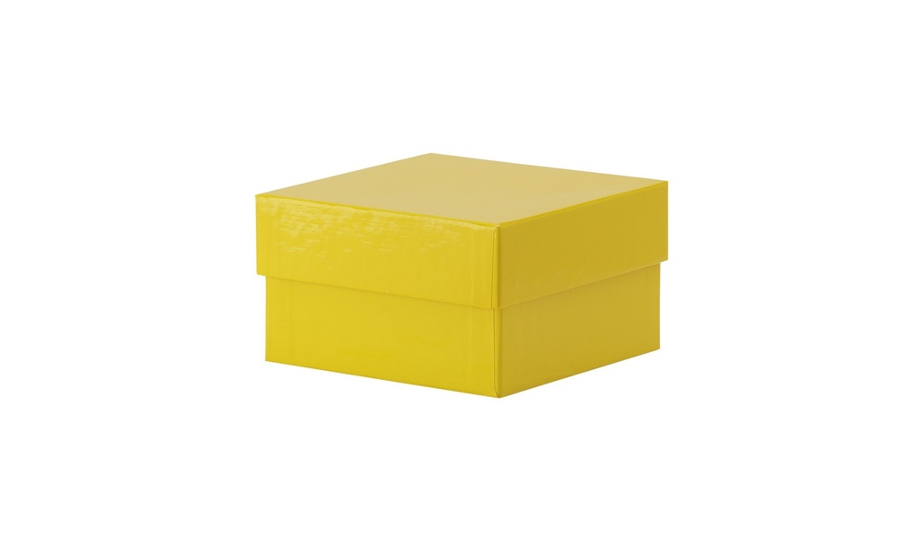 Cryobox, TENAK, 133 x 133 x 75 mm, PP coated cardboard, yellow