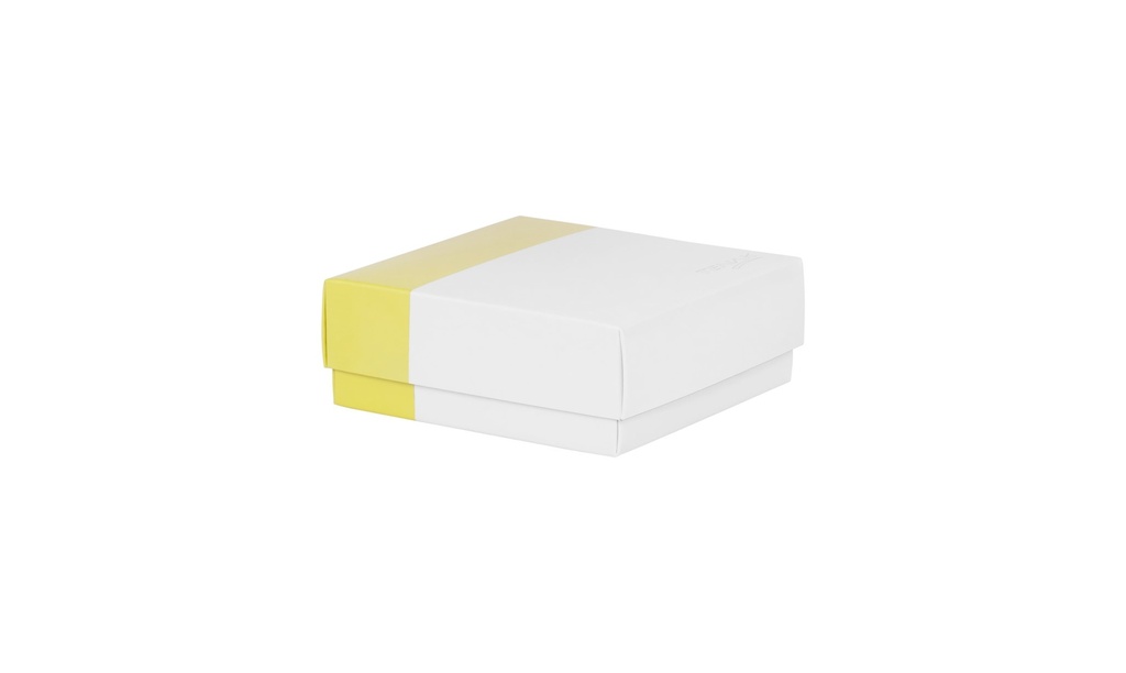 Cryobox, TENAK, 134 x 134 x 52 mm, PP coated surface, incl. 10 x 10, yellow/purple