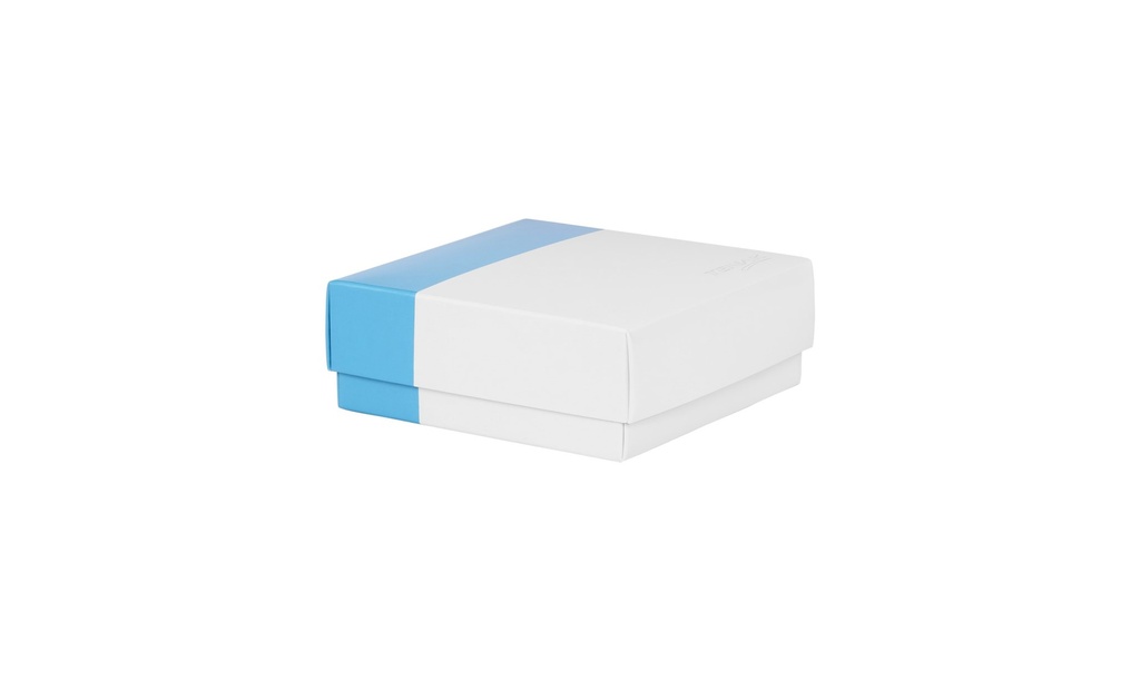 Cryobox, TENAK, 134 x 134 x 52 mm, PP coated surface, incl. 10 x 10, blue/orange