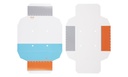 Cryobox, TENAK origami, 134 x 134 x 52 mm, PP coated surface, blue/orange, 100 pcs.