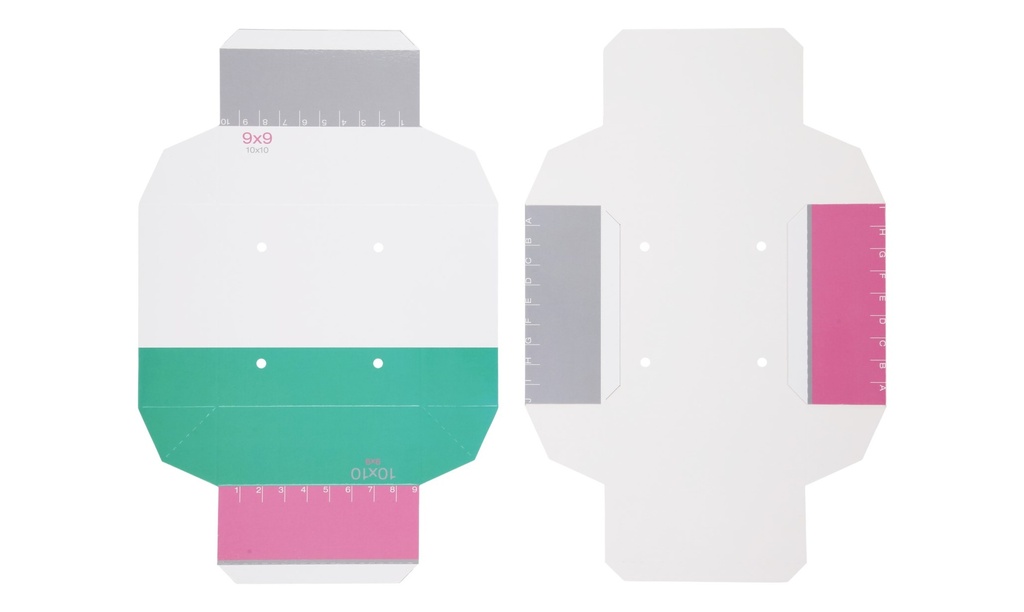 Cryobox, TENAK origami, 134 x 134 x 52 mm, PP coated surface, green/pink, 100 pcs.