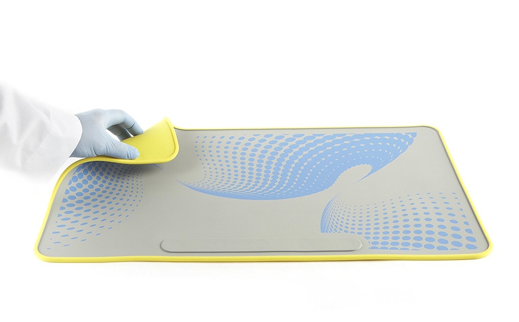 Laboratory mat FDA, 35x60cm, yellow/blue on grey