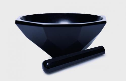 Mortar Ø110 mm, Agate, black with pestle
