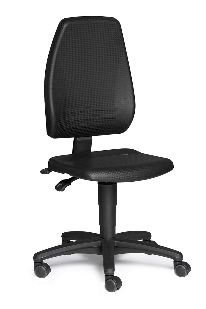 LLG-Lab chair PU foam black, w/castors, 440-620 mm