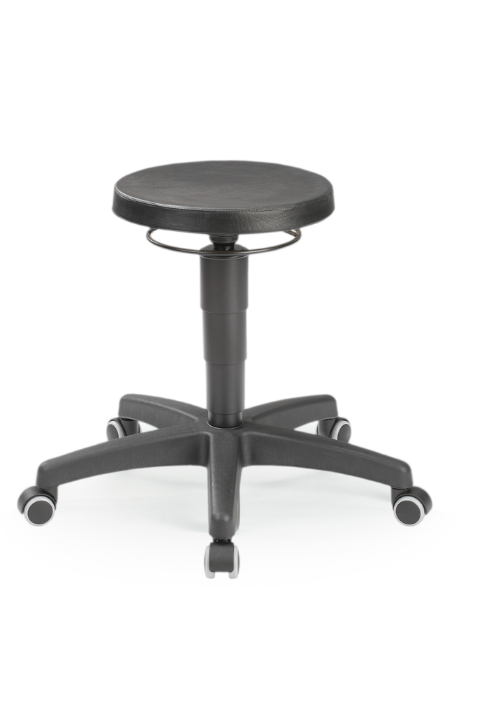 LLG-Lab stool PU foam black, Castors,  460-630 mm