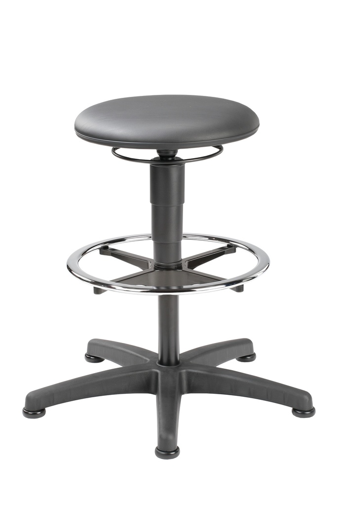 LLG-Labstool,foot ring art.leather,black,570-850mm